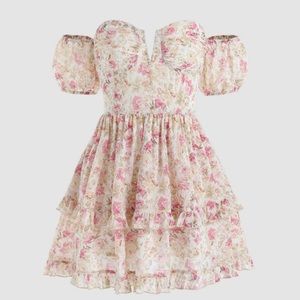 Brand New Floral Puff sleeved layered corset dress size XL